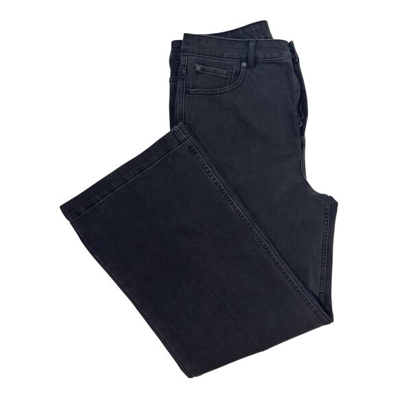 Soft Surroundings Jeans Women Black High Rise Wide Leg Stretch Size 12 - Picture 3 of 12